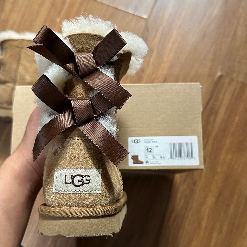 UGG Tan Boots with Brown Bow Accent
